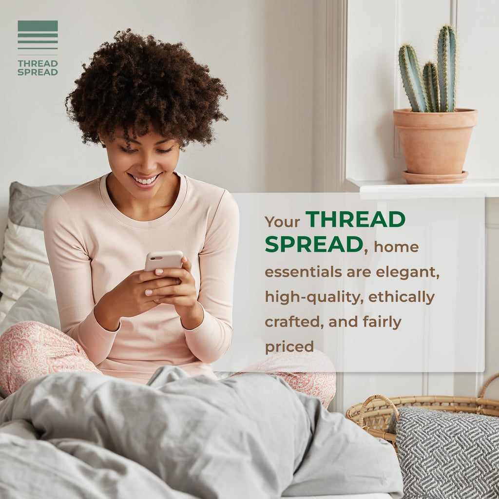 THREAD SPREAD 100% Organic Cotton Sheets Twin Size - 3 PC Organic Cotton Twin Size Percale Weave Sheet Set, Soft, Cooling, Crisp &…