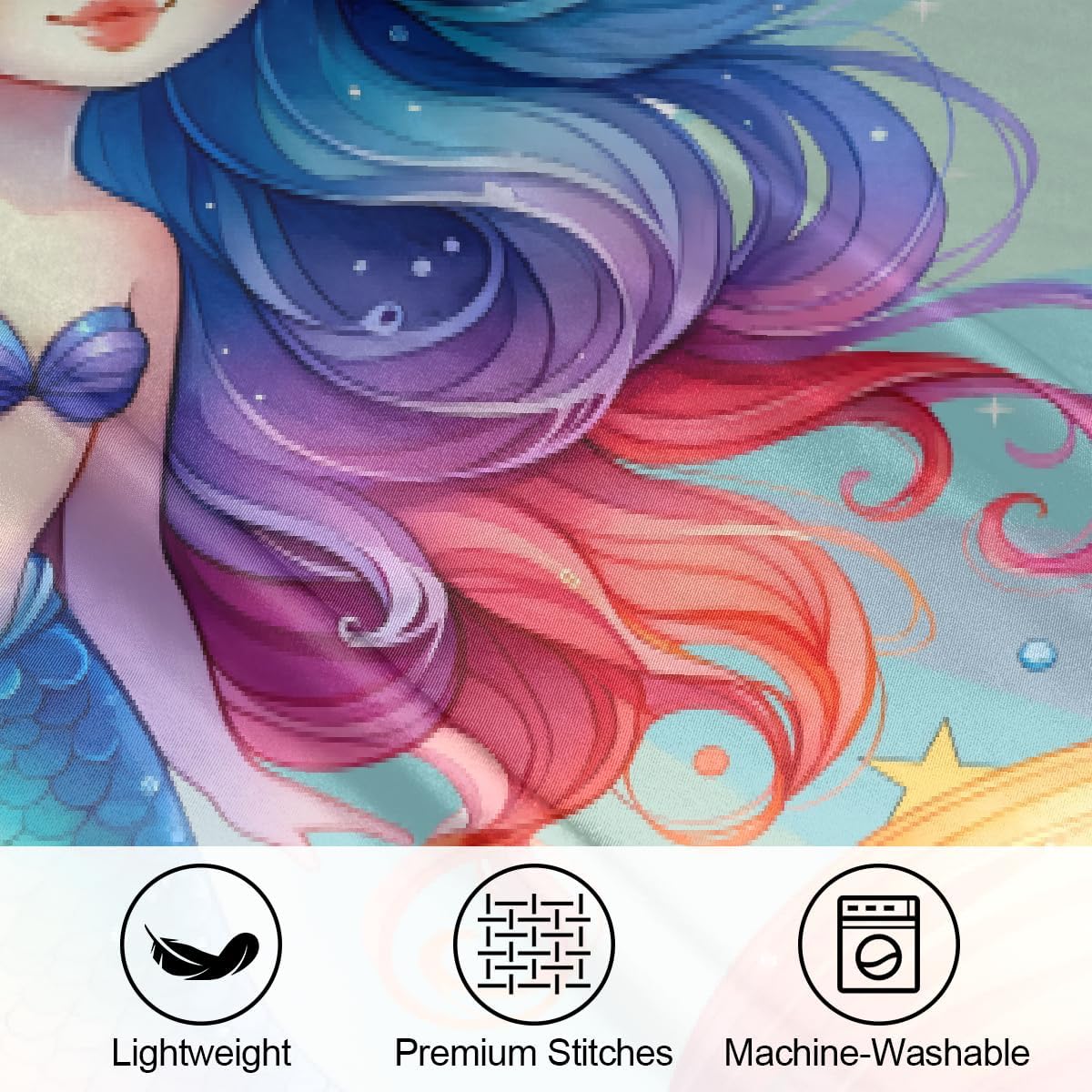 Satin Pillowcase for Hair and Skin Rainbow Mermaid Girls Soft Silk Pillow Case with Envelope Closure Cooling Pillow Cases Slip King Size…