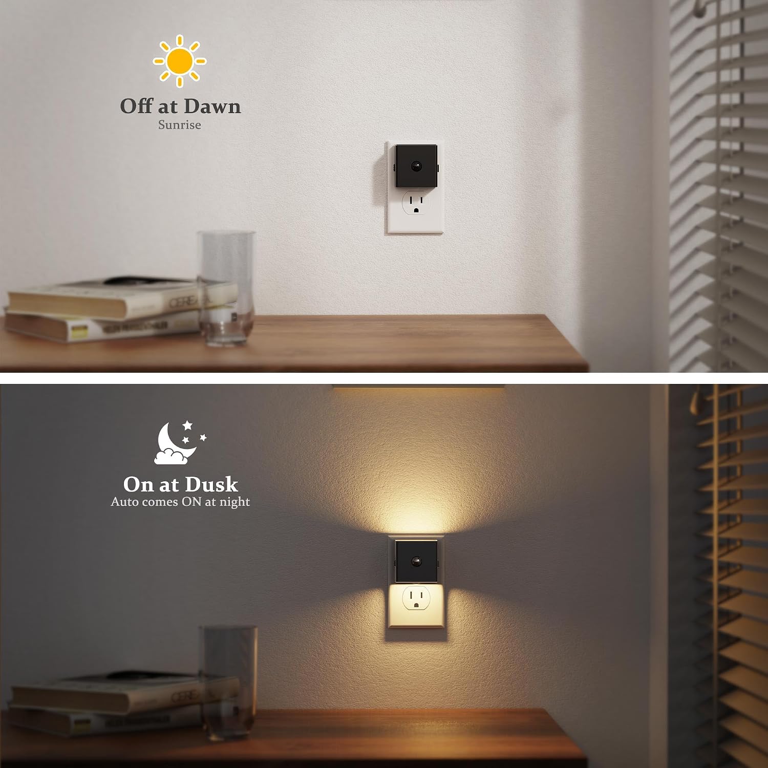 JandCase Motion Sensor Night Light, Night Lights Plug into Wall with Adjustable Brightness, Motion Activated Night Light, 3000K Warm…