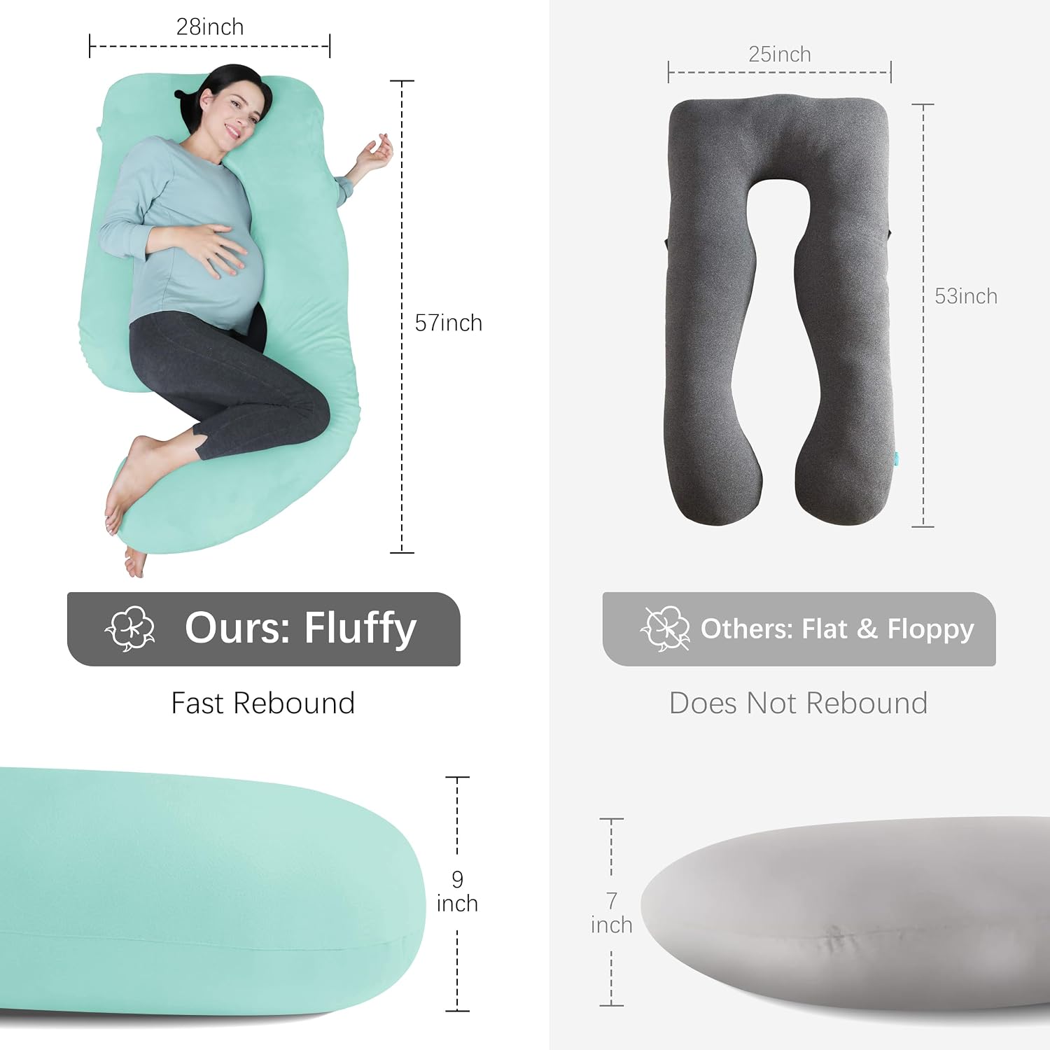 Moonpark MOON PARK Pregnancy Pillows for Sleeping - U Shaped Full Body Maternity Pillow with Removable Cover - Support for Back, Legs, Bell…