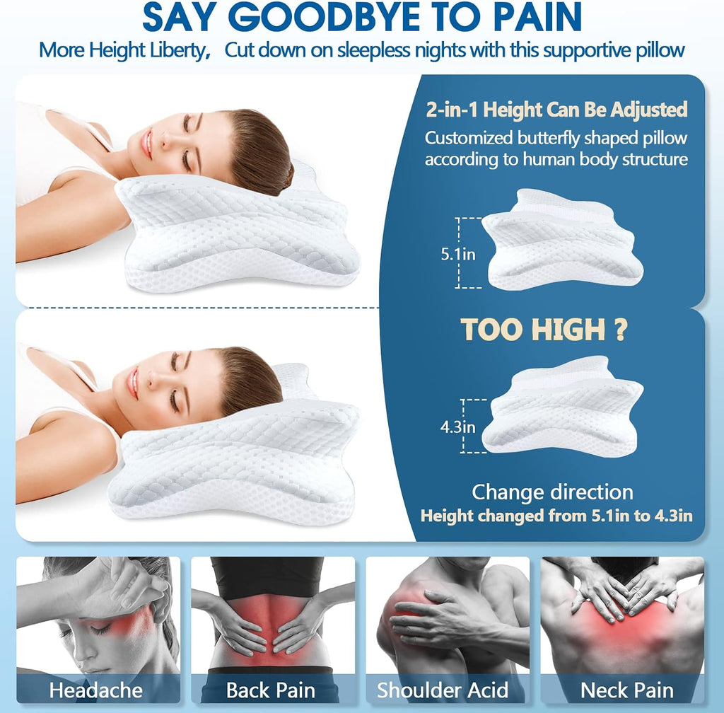CHxxy Memory Foam Pillows, Cervical Pillow for Neck and Shoulder, Ergonomic Contour Bed Pillow, Soft for Side Sleep Stomach Sleeping and B…