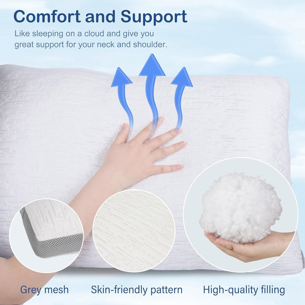 ACCURATEX Pillows King Size Set of 2, Rayon Derived from Bamboo Removable Cover, Shredded Memory Foam Pillow with Down Alternative Fill…