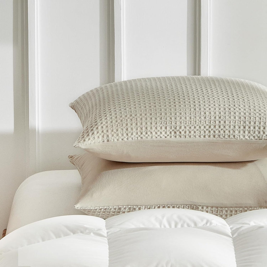 Warmdern Waffle Weave Pillowcases Standard Size 4 Pack Pillow Cases Soft Microfiber Pillow Case Covers Set of 4 Boho Woven Textured Pillowc…