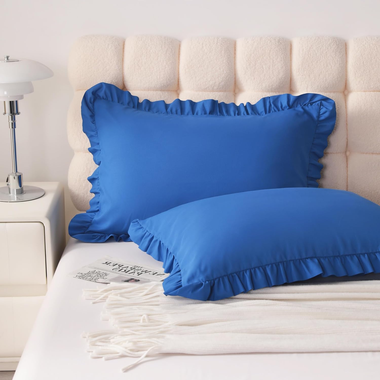 Aerlomi Ruffled Pillowcases, Standard Pillow Shams 20x26 Set of 2, Brushed Microfiber with Envelope Closure, Soft Wrinkle-Resistant,…
