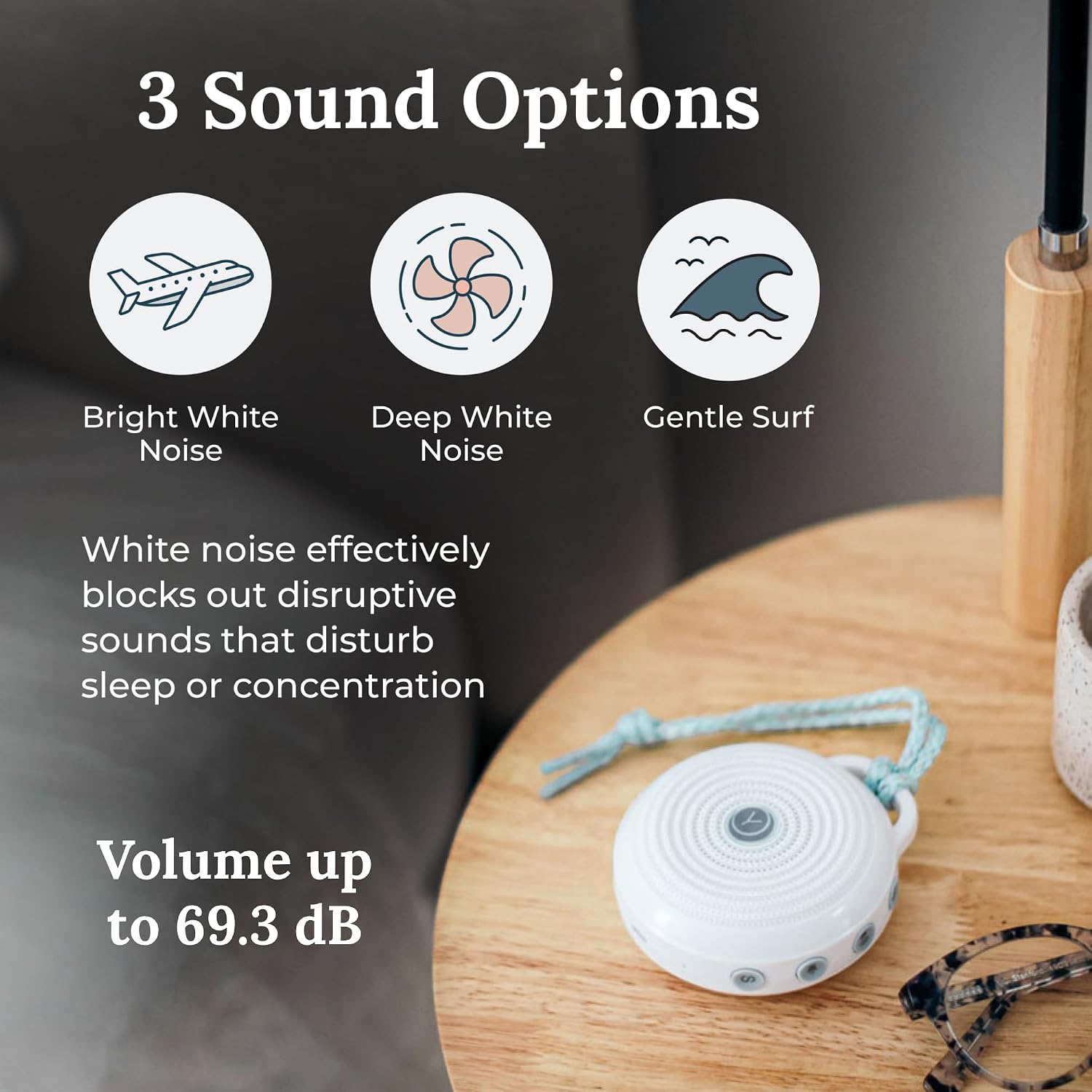 Yogasleep Rohm Portable White Noise Sound Machine + Travel Case in Grey, Sleep relaxation, Crush-Resistant Travel Case, for Adults, Kids…