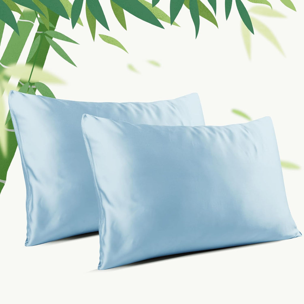 Bamboo Viscose Zippered Pillow Cases King Size Set of 2, 400 Thread Count Cooling Pillow Protectors for Hot Sleepers, Luxurious Hotel…