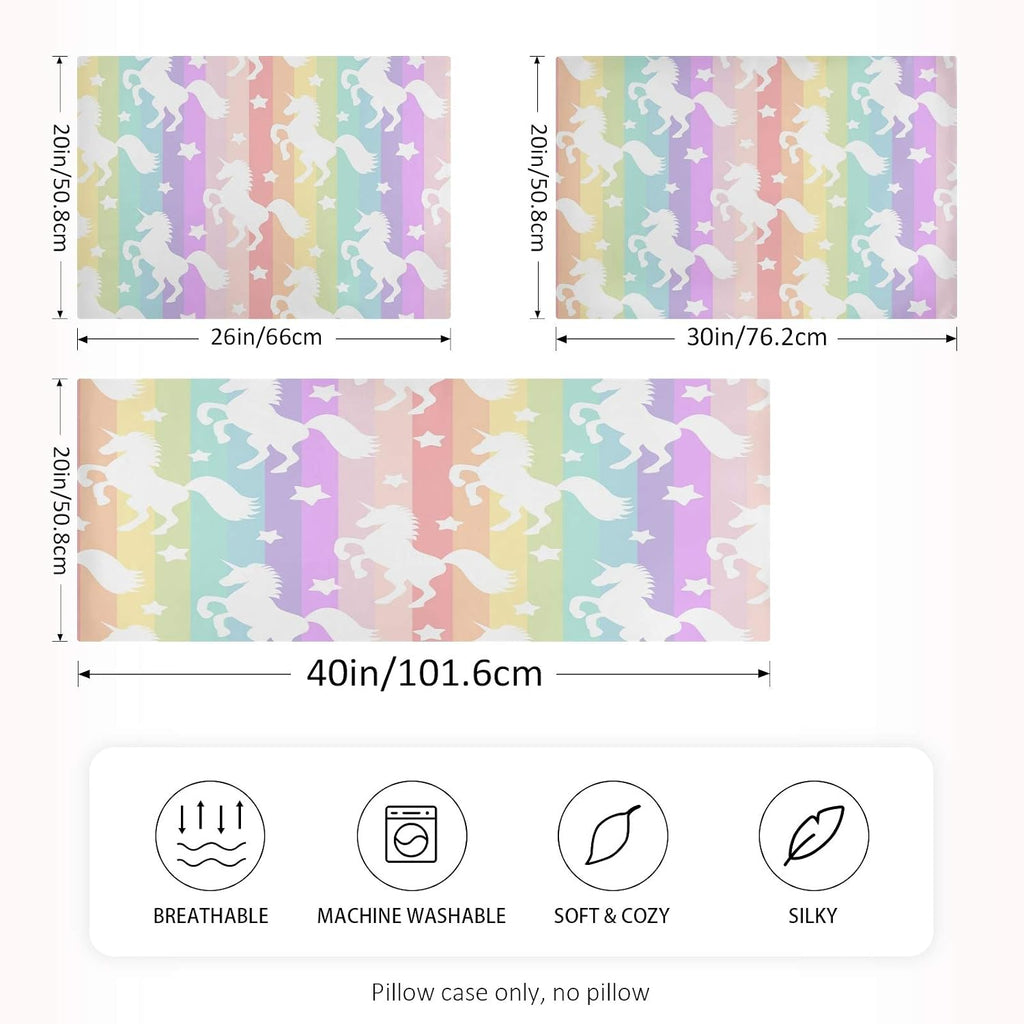 Blueangle Rainbow Unicorn Stripe Satin Pillowcase for Hair and Skin Silk Pillowcase, King Size(20x40 inches) - Satin Pillow Covers with…