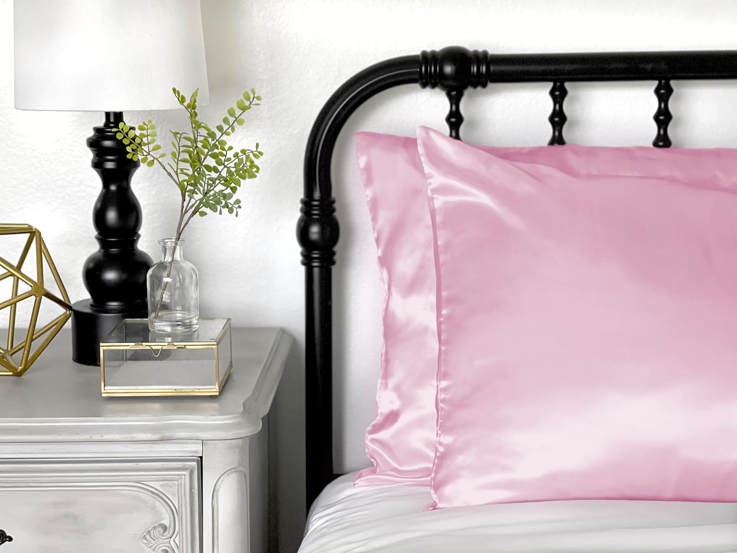 MorningGlamour Morning Glamour Satin Pillowcases for Hair & Skin, Similar to Silk, King Size Set of 2, Cooling Pillow Case with Envelope Cl…