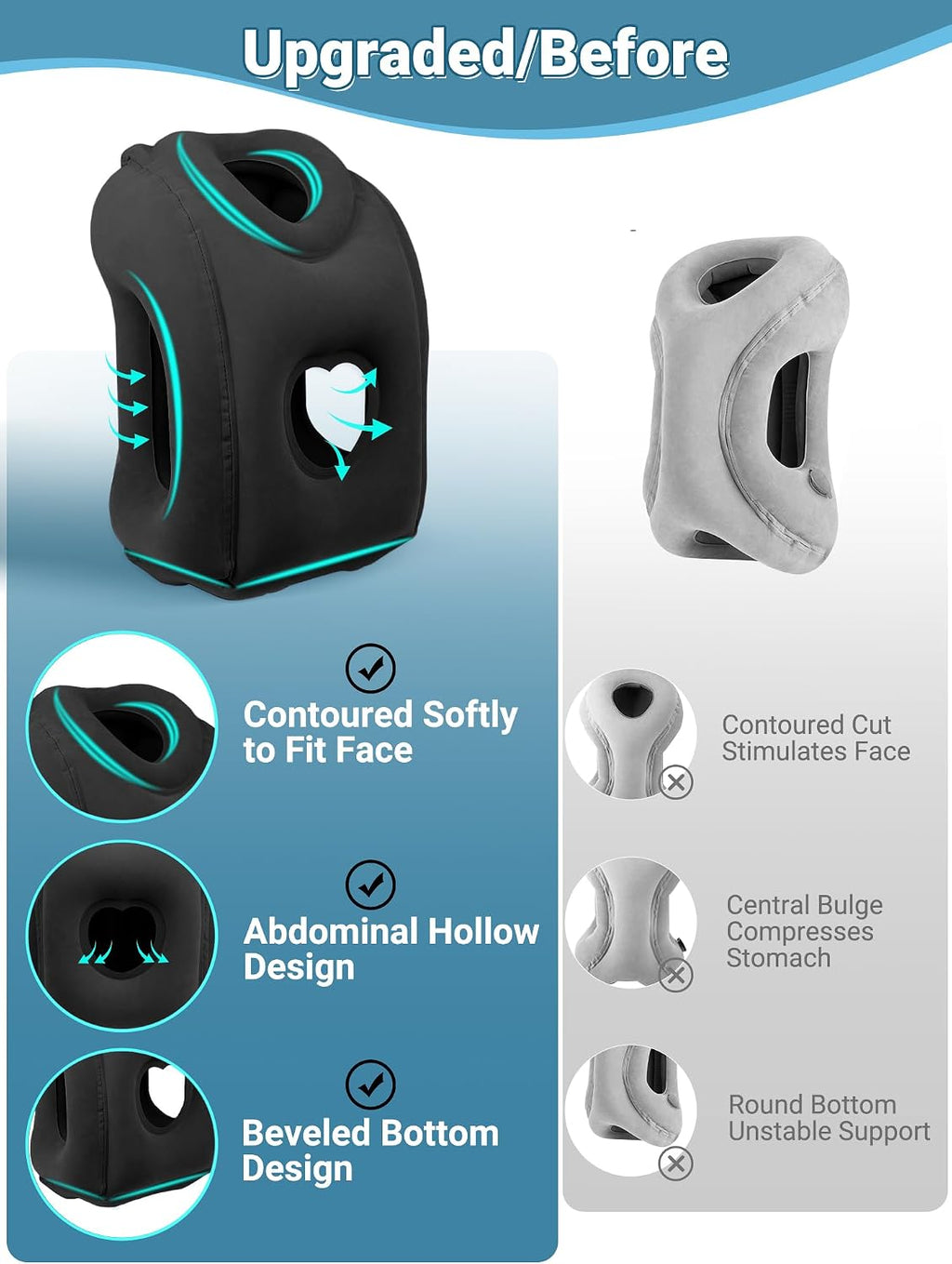 Maliton Inflatable Travel Pillow for Airplane Comfortable Sleeping to Relieve Neck and Shoulder Pain, Support Head Inflatable Pillow for…