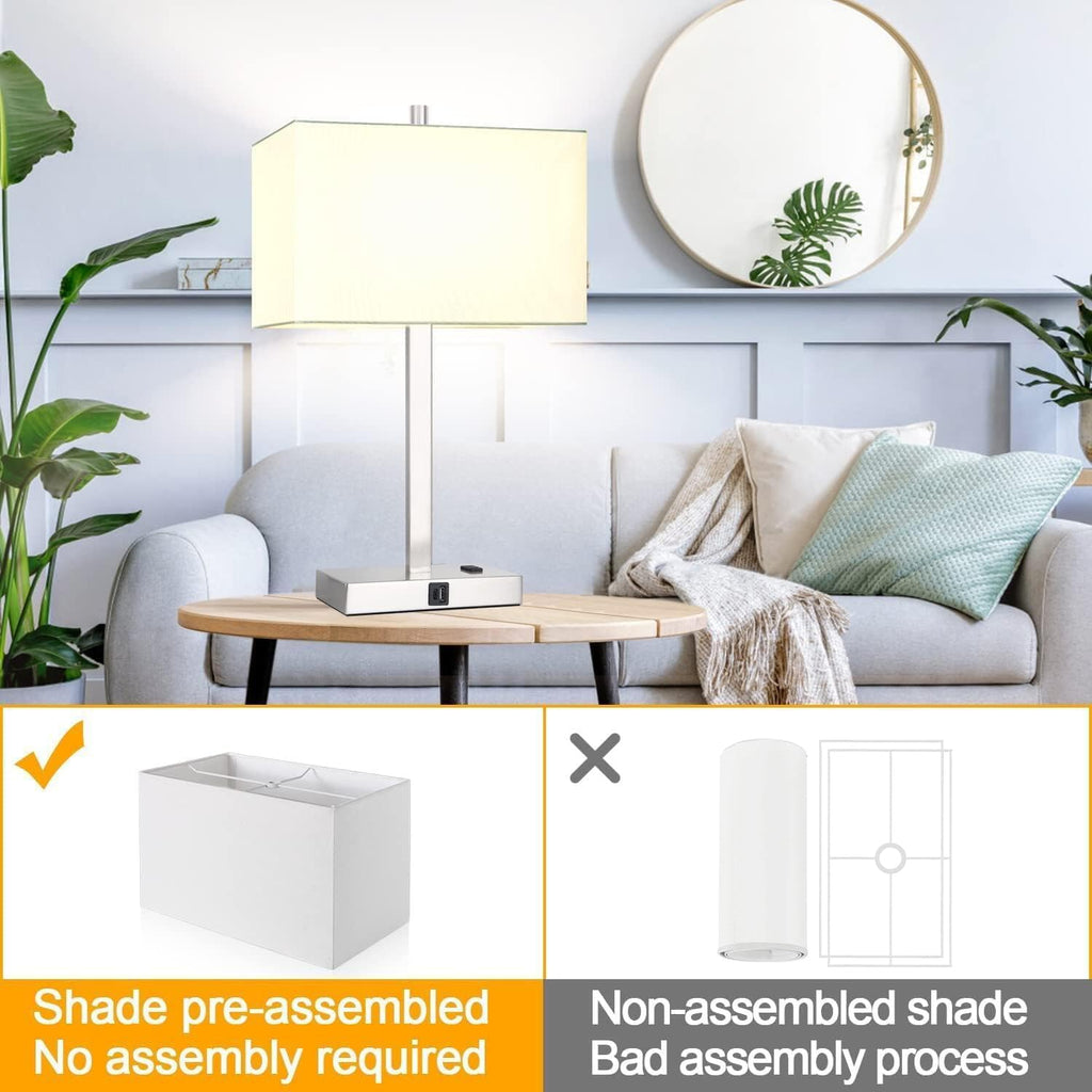 21" Touch Bedside lamps with 2 USB & AC Outlets, 3-Way Dimmable Bedside Table Lamps Set of 2 for Bedroom Living Room Office Reading…