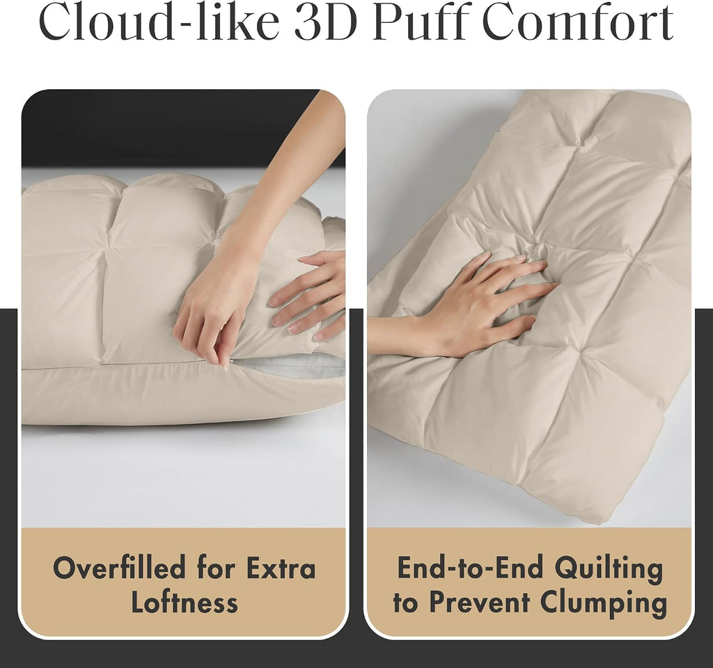 Madisonpark Madison Park King Pillowcase Puffy Pillow Protector Overfilled High Desity Fill Pillow Cover, 3D Puff Quilted Microfiber Fluffy…