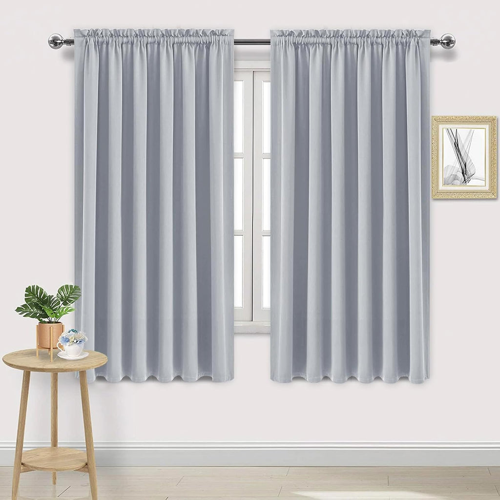 DWCN Blackout Curtains for Living Room Thermal Insulated, Energy Saving & Noise Reducing Bedroom Curtains, Silver Grey, W 70x L 72 Inch…