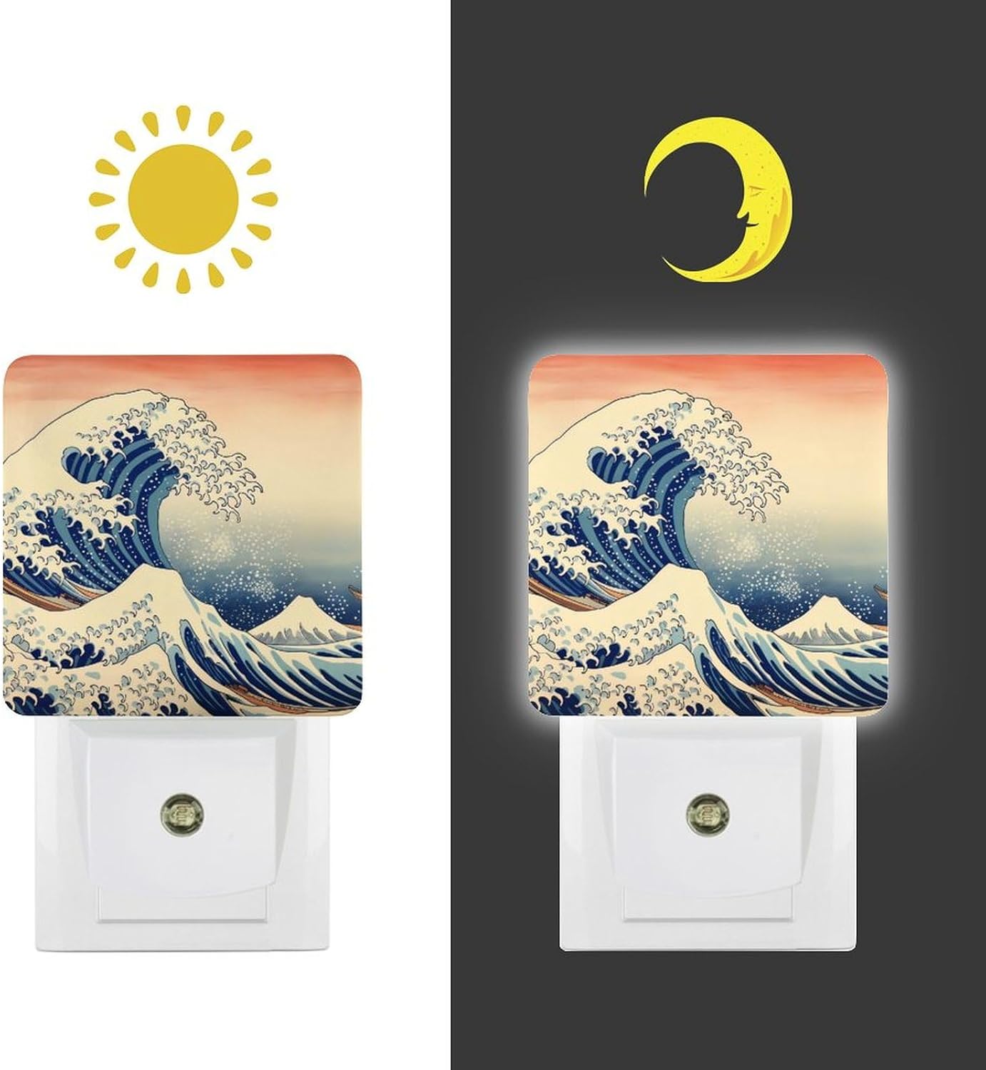 YKJAHSD Ocean Waves Night Light, Plug into Wall Decor Nightlights for Bedroom, Bathroom, Hallway, Kitchen, with Dusk to Dawn Light A…