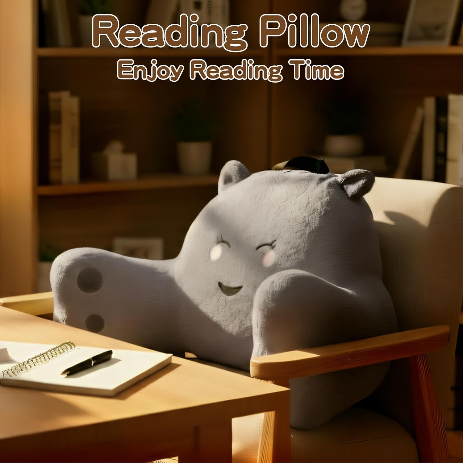 Ajicong Reading Pillow for Sitting in Bed Couch Teens/Adult, Back Rest Pillow for Sitting Up in Bed with Shredded Memory Foam, Includes Arm…