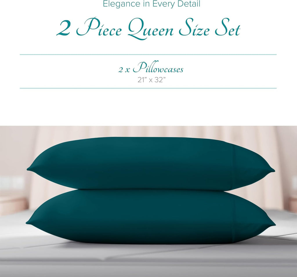 Carressa Linen 100% Egyptian Cotton Standard/Queen Size Pillow Cases Set of 2-800 Series Tulips Collection Queen Pillow Cover for…