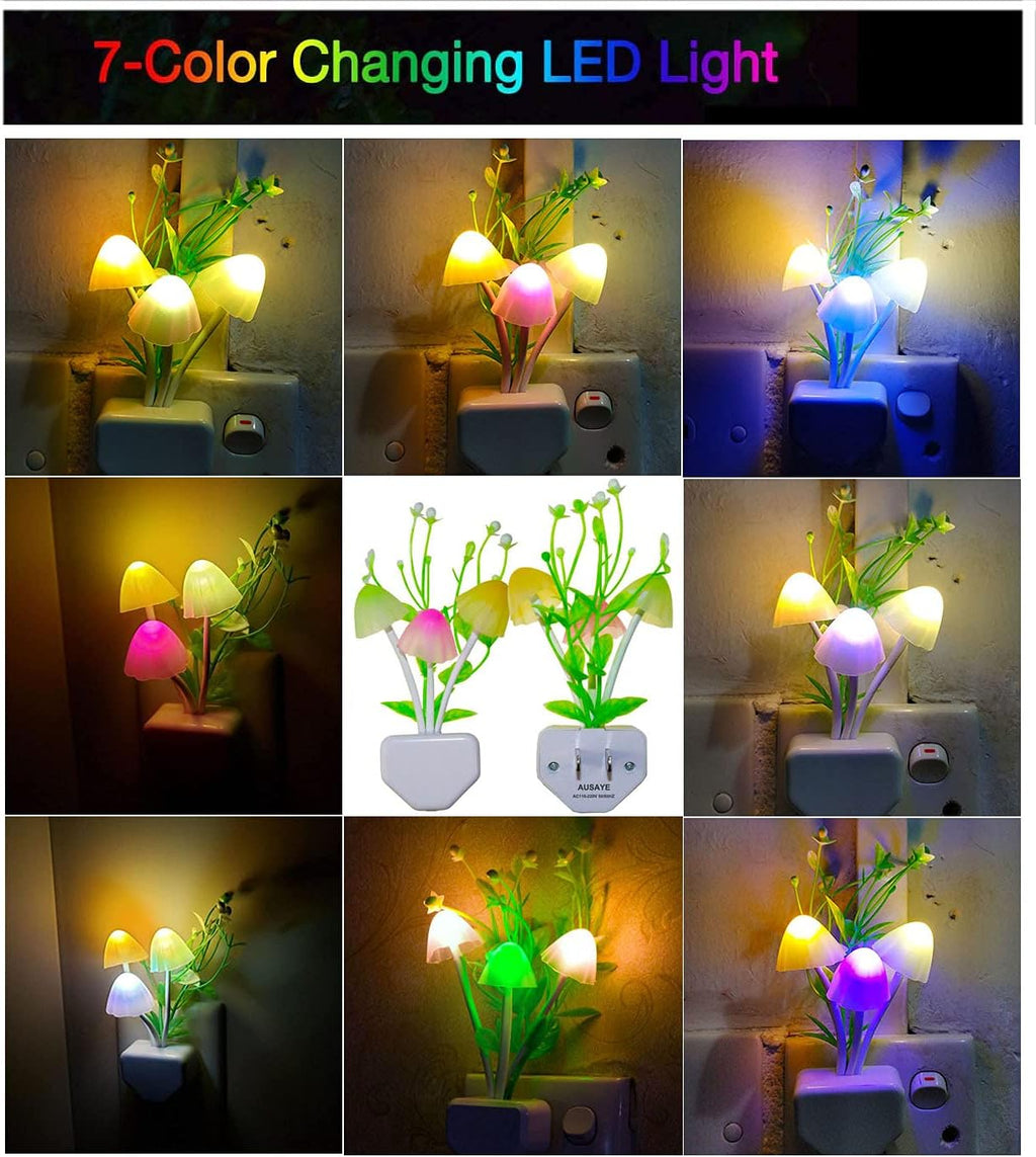 AUSAYE Sensor Led Night Light, Color Changing Plug-in LED Mushroom Light Dream Bed Lamp Cute NightLight Sweet Night Lights for Kids Adults