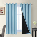 Yakamok 100% Blackout Curtains Energy Saving Thermal Insulated 2 Thick Layers Completely Blackout Drapes with Black Liner for Bedroom (52Wx…