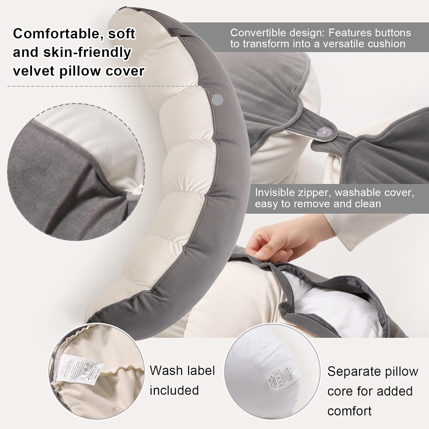 Peallow(Pat. Pend) – Long Round Body Pillow for Adults, Bolster Pillow for Sleeping, Soft and Supportive Pillow for Sleeping & Lumbar…