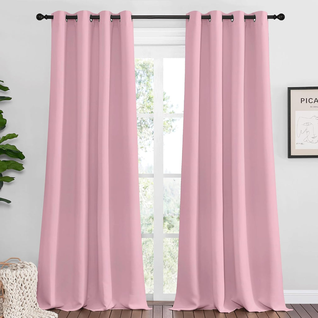 Nicetown Crystal Pink Blackout Curtains 90" Long for Office, Dining Room, Guest Room, Sound Reducing Heat and Cold Block Curtain Panels for…