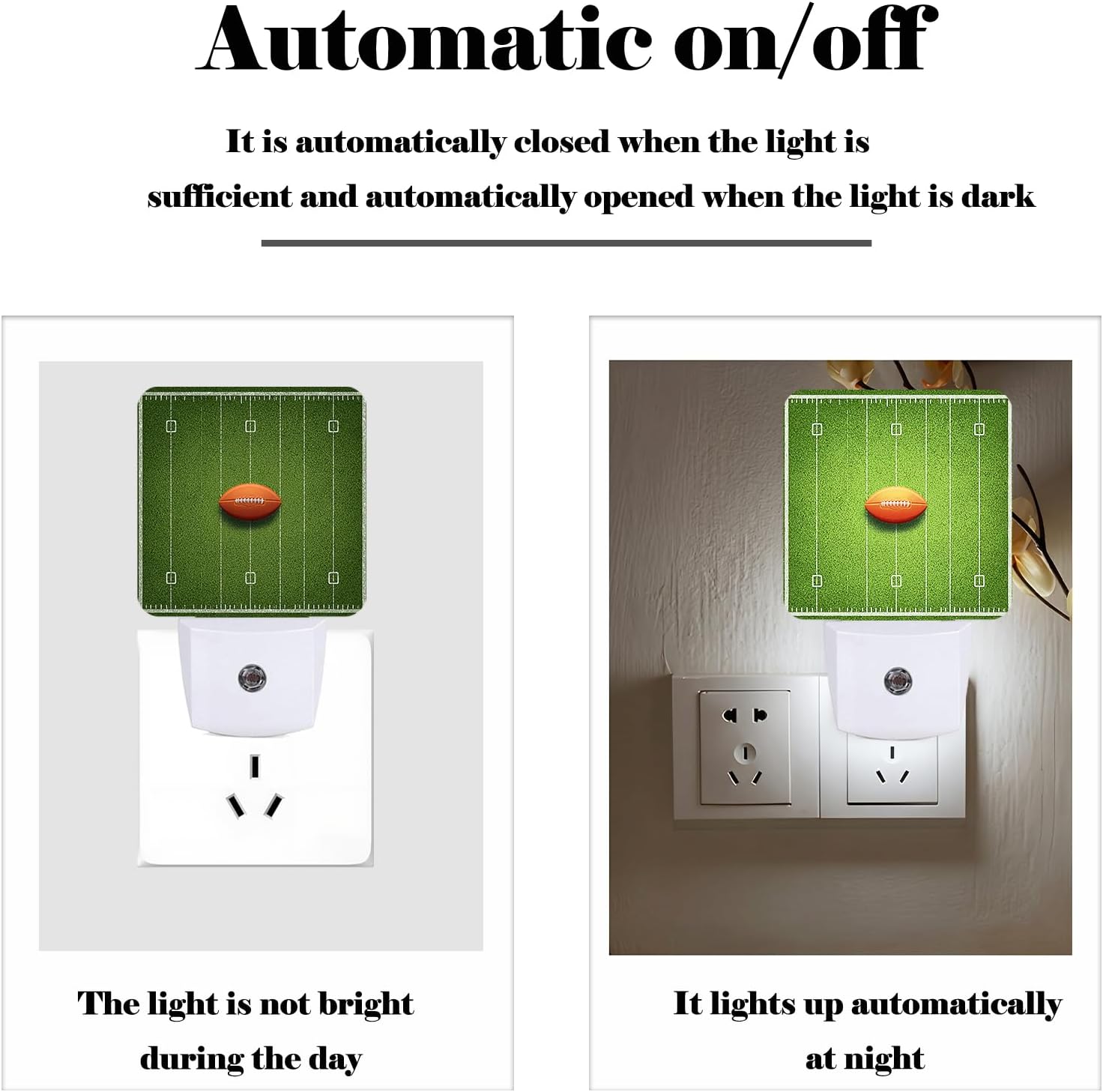 American Football Night Light, Plug-in Nightlights Auto Sensor Night Lamp Dusk-to-Dawn Lamp Home Decor for Nursery Children Girls Boys