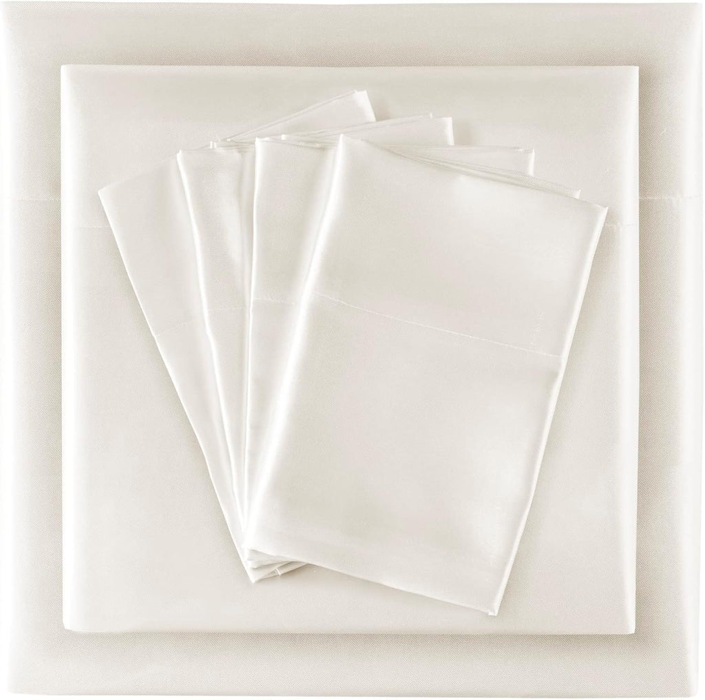 Madisonpark Madison Park Essentials Satin Sheet Set Luxury and Silky with Natural Sheen, Elastic 14" Pocket fits up to 16" Mattress, All Ar…