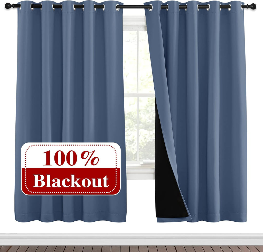 Nicetown Full Shade Curtain Panels 72 inches Long, Pair of Energy Smart & Noise Blocking Out Blackout Drapes for Guest Room Window, Thermal…