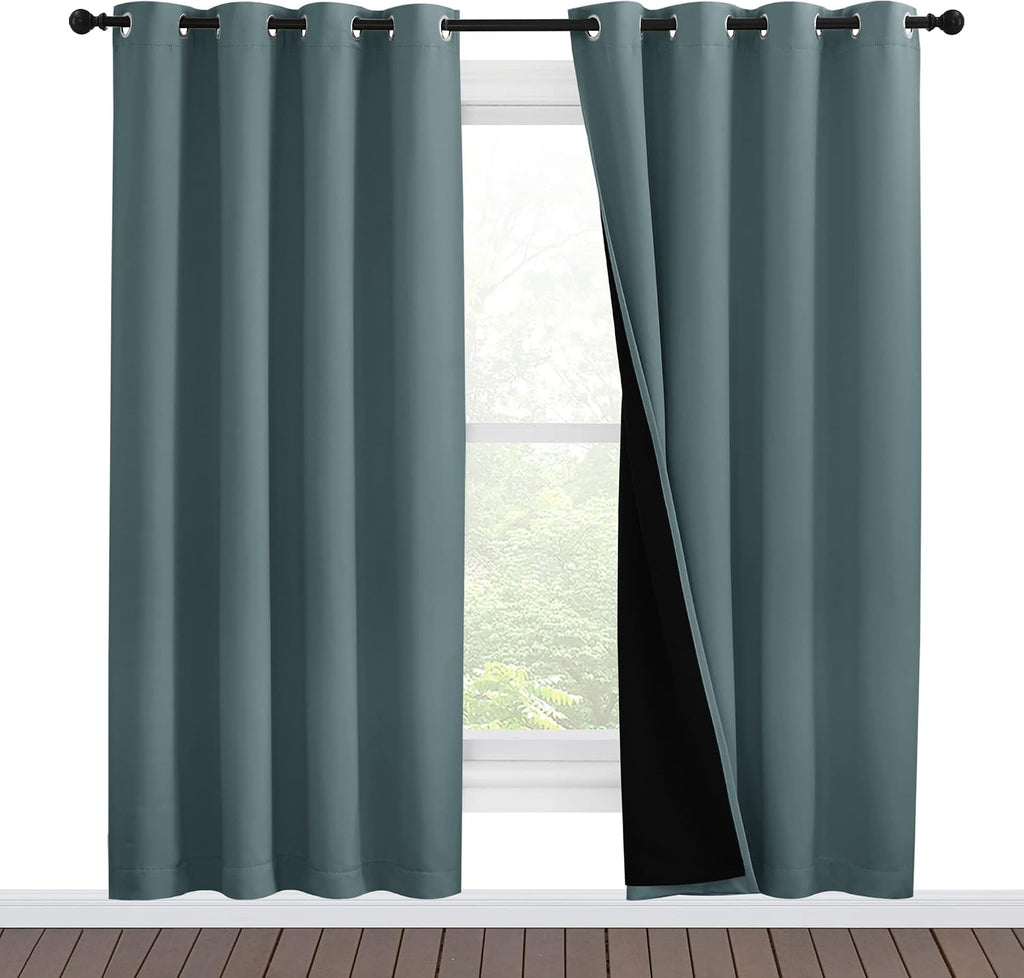Nicetown 100% Blackout Window Curtain Panels, Full Light Blocking Drapes with Black Liner for Nursery, 78-inch Drop Thermal Insulated Drape…