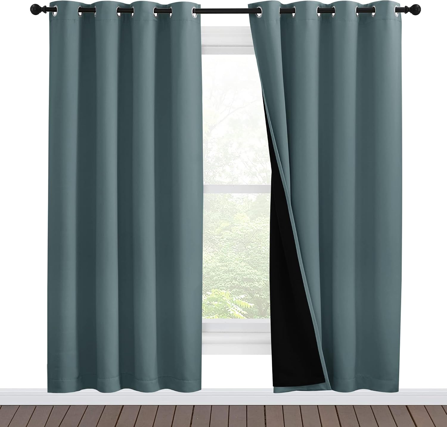 Nicetown 100% Blackout Window Curtain Panels, Full Light Blocking Drapes with Black Liner for Nursery, 78-inch Drop Thermal Insulated Drape…