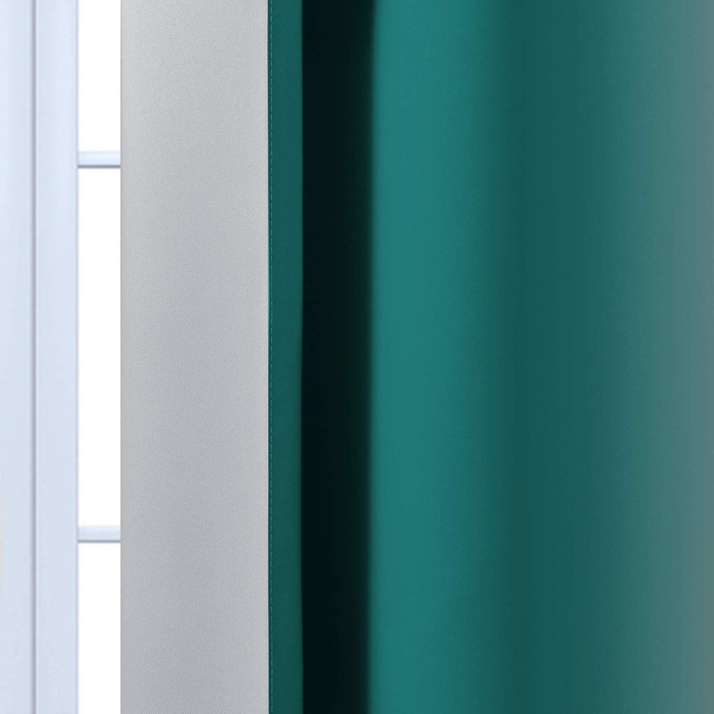 Yakamok Teal and Greyish White Ombre Curtains 63 Inch Length, Light Blocking Gradient Color Curtains, Room Darkening Thermal Insulated Grom…