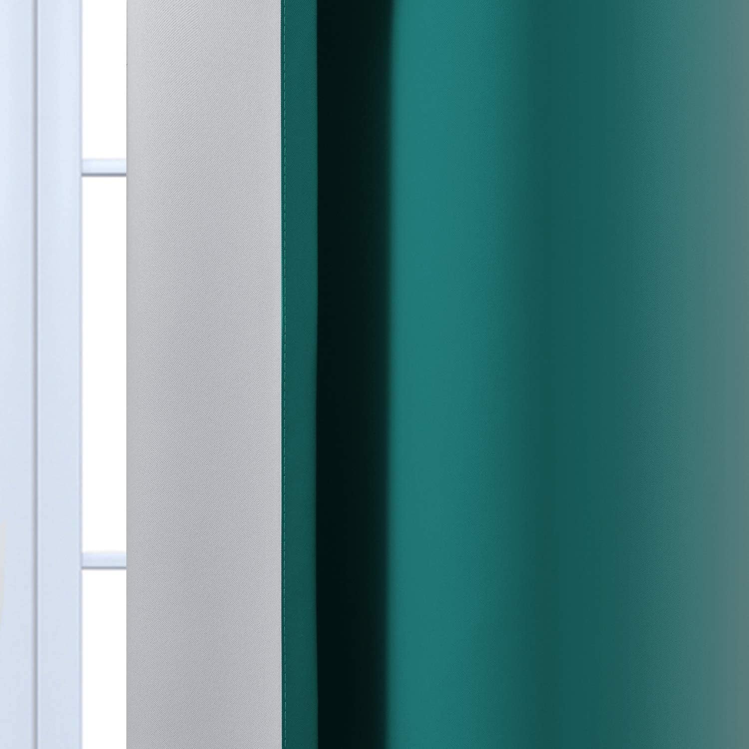 Yakamok Teal and Greyish White Ombre Curtains 63 Inch Length, Light Blocking Gradient Color Curtains, Room Darkening Thermal Insulated Grom…