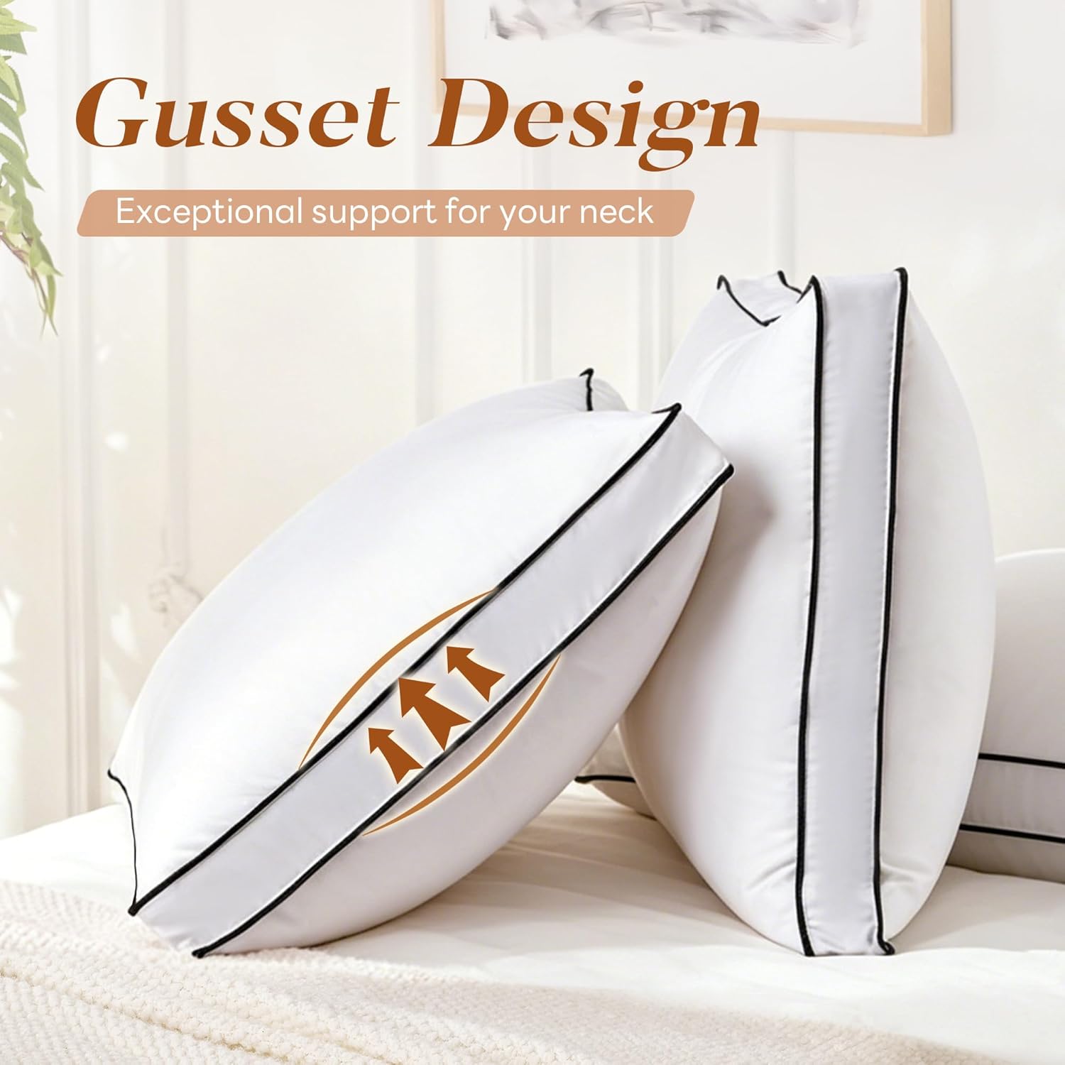 Mosluna Feather Down Pillows King Size Set of 2, Hotel Collection Bed Pillows 2 Pack, Medium Firm Pillow for Side, Back or Stomach Sleepers…