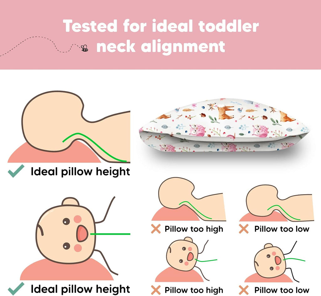 Toddler Pillow with Pillowcase - 13x18 My Little Dreamy Kids Travel Bed Pillows for Sleeping, Organic Cotton Small Pillowcase, Soft &…