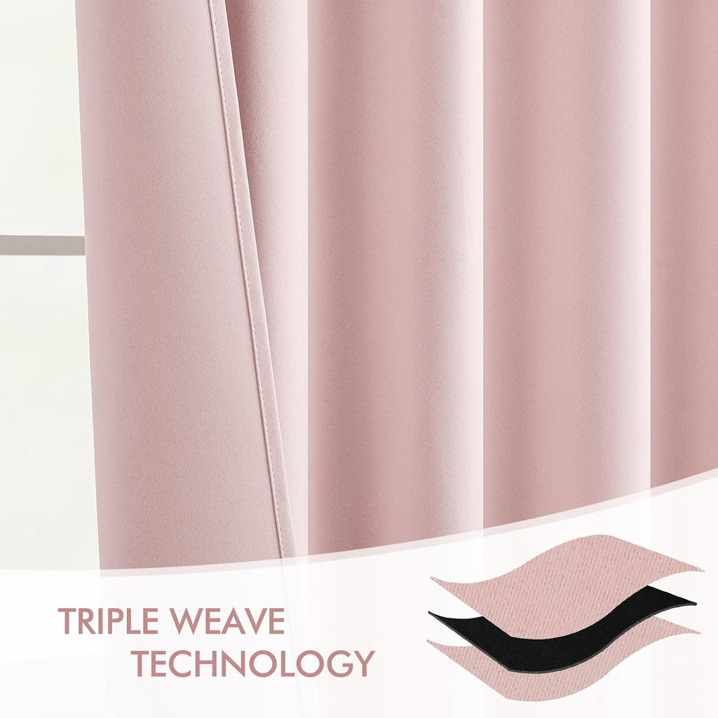 Miulee Baby Pink Back Tab Blackout Curtains 84 Inch Length 2 Panels Set for Living Room Bedroom Privacy, Rod Pocket/Pinch Pleated Thermal I…