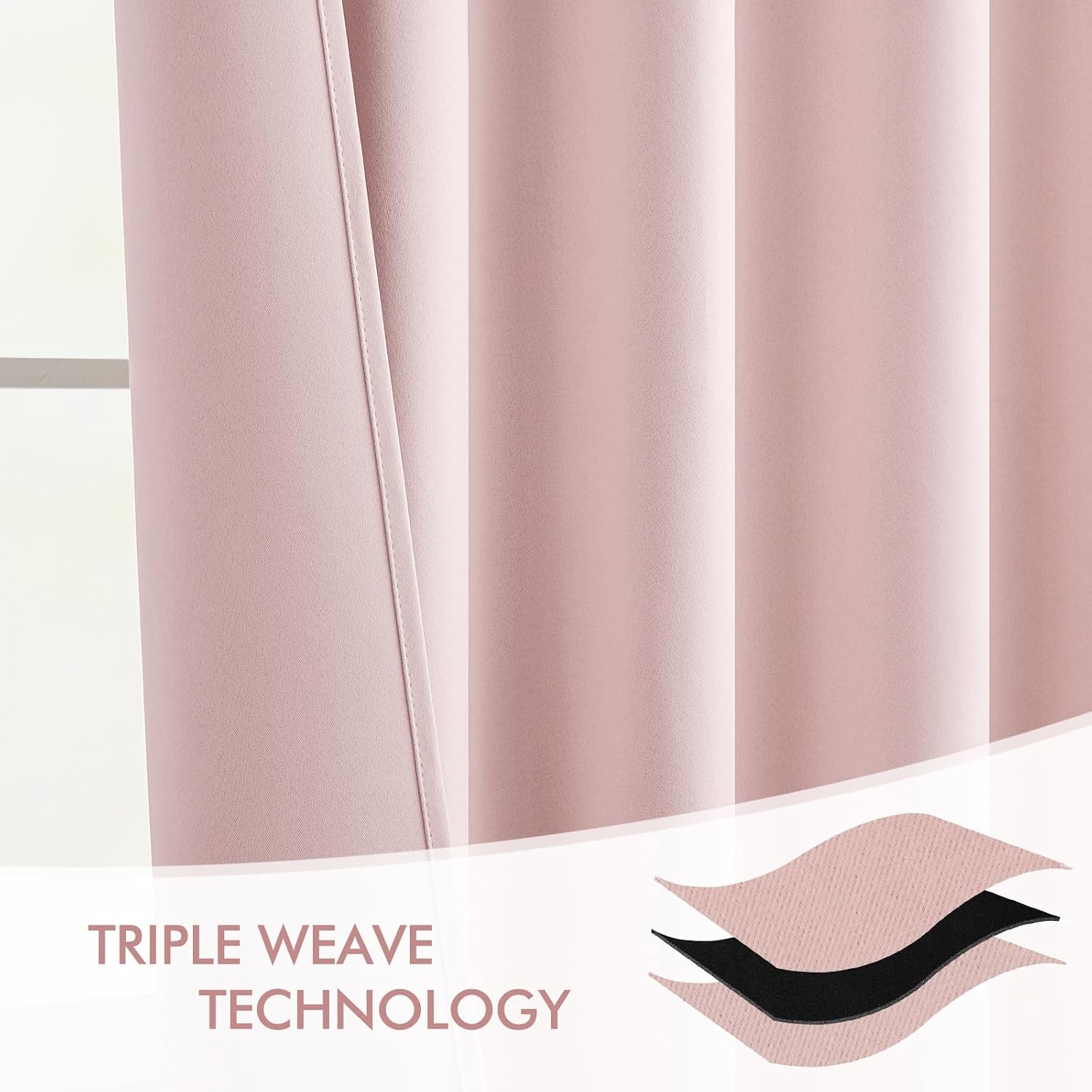 Miulee Baby Pink Back Tab Blackout Curtains 102 Inch Long 2 Panels Set for Living Room Bedroom, Rod Pocket/Pinch Pleated Thermal Insulated…