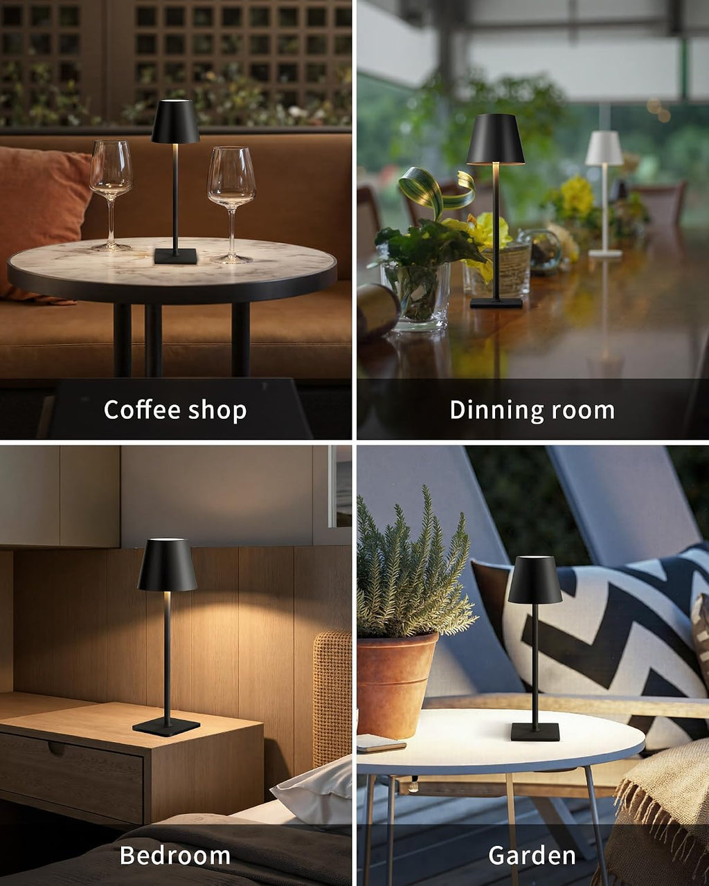 KDG 2 Pack Cordless Table Lamp, Portable LED Desk Lamps, 5000mAh Battery Operated, 3 Color Stepless Dimming Up, for Restaurant, Bedroom…