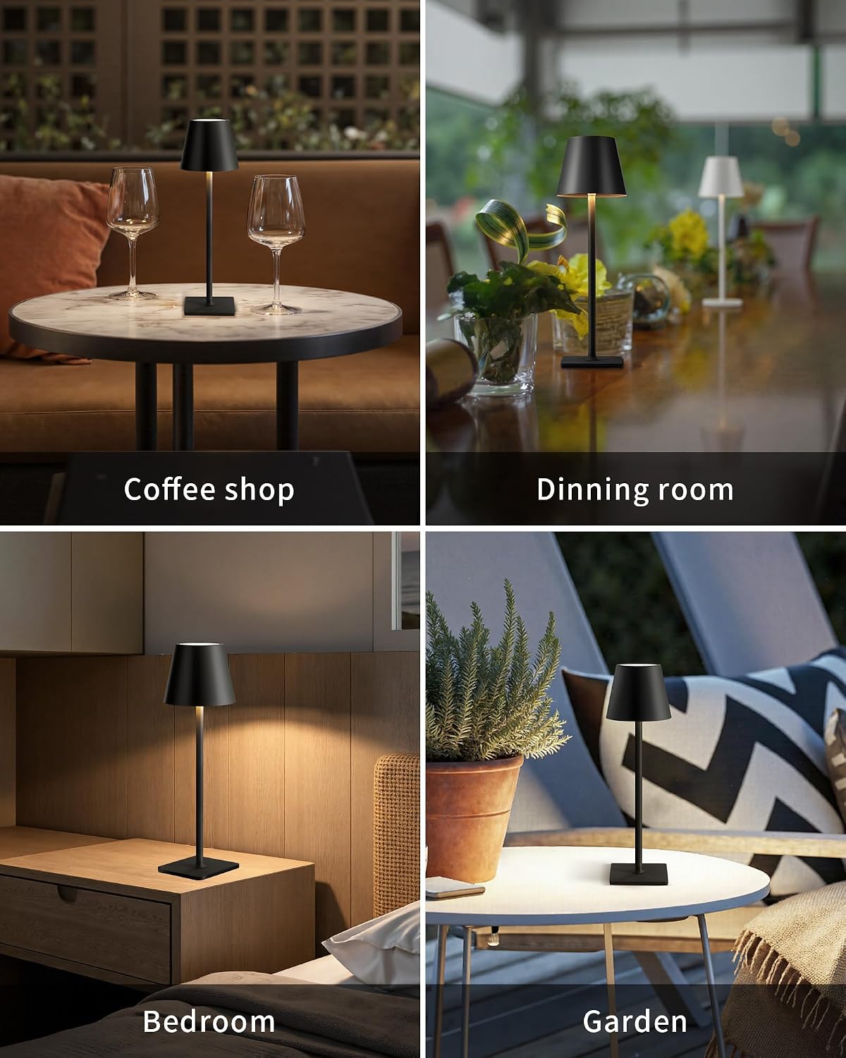 KDG 2 Pack Cordless Table Lamp, Portable LED Desk Lamps, 5000mAh Battery Operated, 3 Color Stepless Dimming Up, for Restaurant, Bedroom…