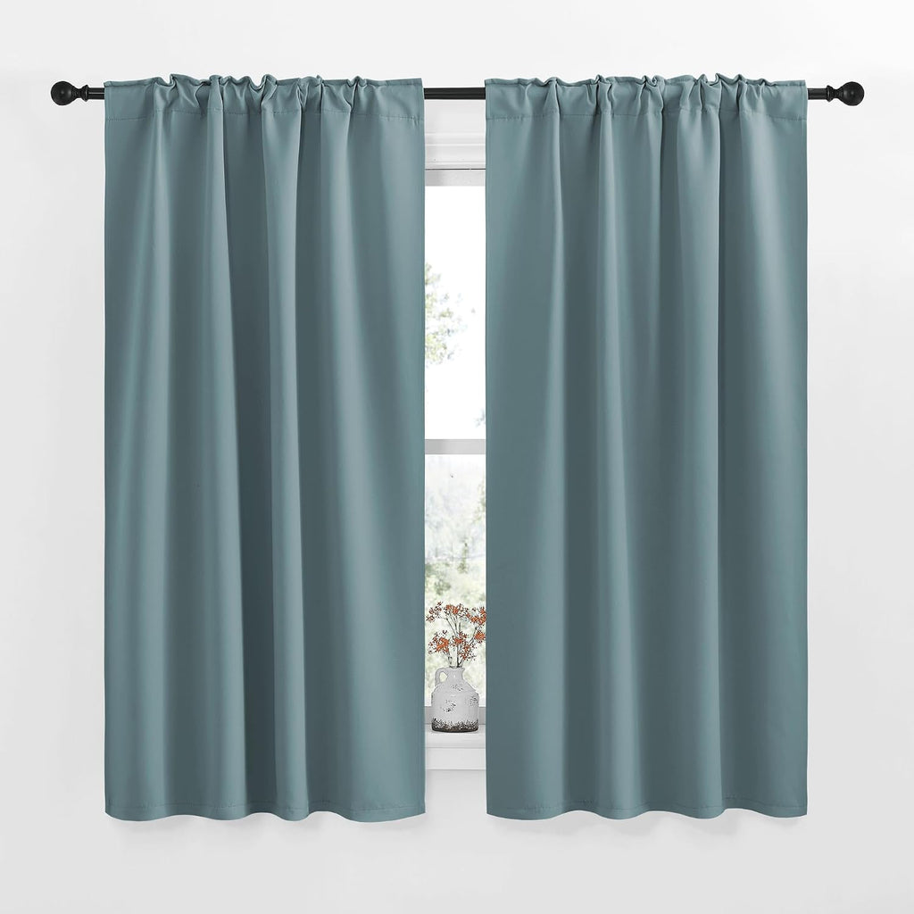 NICETOWN Window Treatment Curtains Room Darkening Drapes - (Greyish Blue Color) 42 Width X 50 Drop Each Panel, 2 Panels Set, Curtains and…