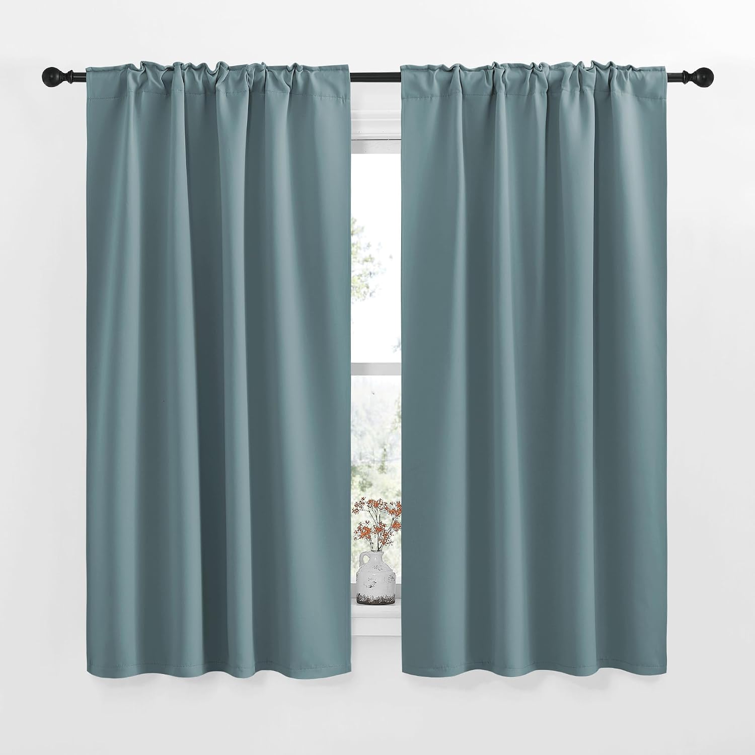NICETOWN Window Treatment Curtains Room Darkening Drapes - (Greyish Blue Color) 42 Width X 50 Drop Each Panel, 2 Panels Set, Curtains and…