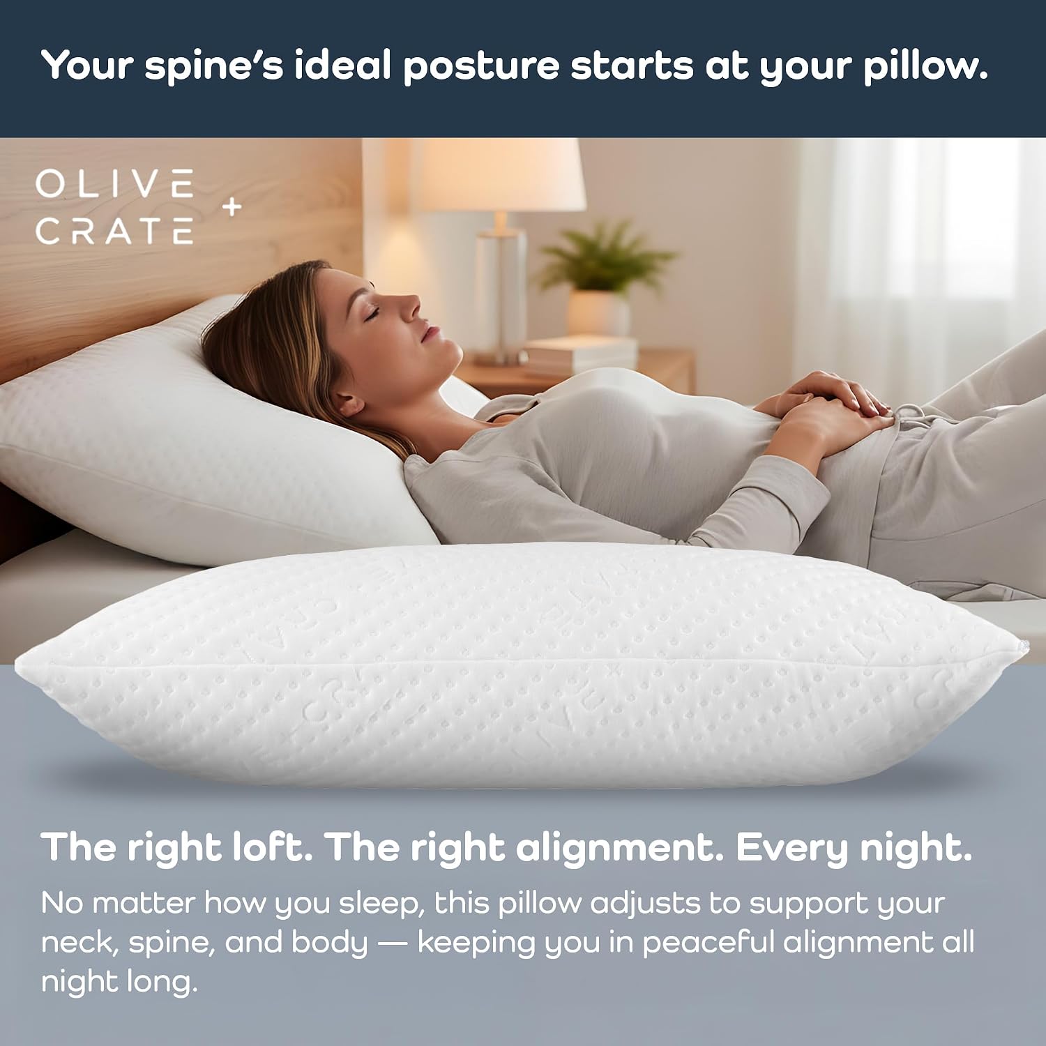 OliveCrate Olive + Crate BreathePureTM Adjustable Cooling Shredded Memory Foam Pillow - Breathable Bamboo Viscose Cover for Temperature Cont…