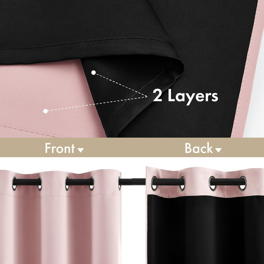 Miulee Baby Pink 100% Blackout Curtains for Girls Bedroom 84 Inch Long, 2 Thick Layers Thermal Insulated Nursery Black Out Window Curtains…