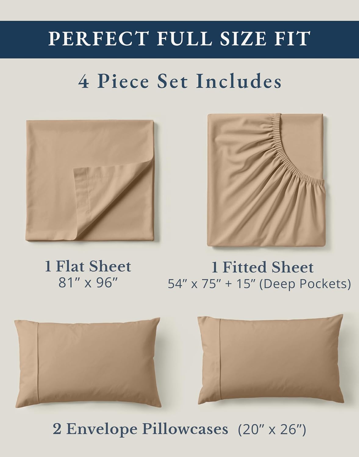 LaneLinen LANE LINEN 100% Organic Cotton Sheets Set, Pure Organic Cotton Long- Staple Percale Weave Ultra Soft - Bedding Sheets for Bed, GO…