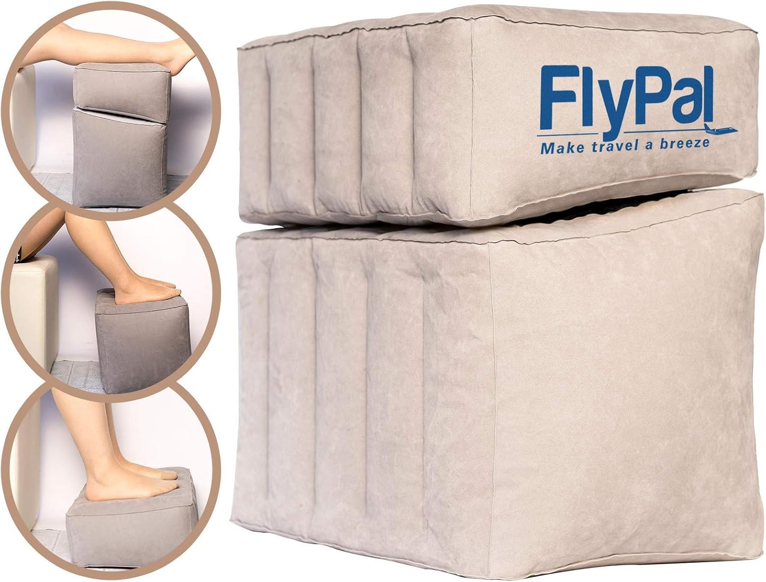 Flypal Inflatable Foot Rest Pillow, Kids Airplane Bed | Adjustable Height Leg Rest for Travel & Office | Improves Comfort & Circulation…