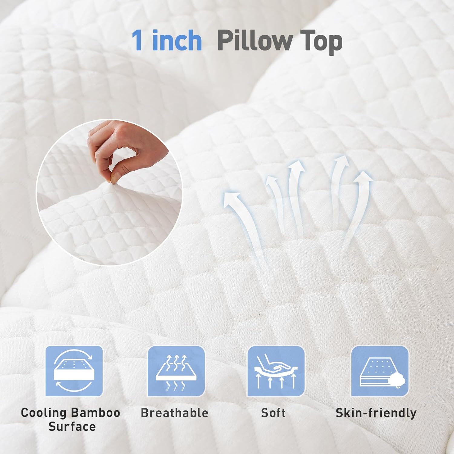 Dual Layer 3 Inch Memory Foam Mattress Topper Queen Size, 2 Inch Cooling Gel Memory Foam Plus 1 Inch Pillow Top Mattress Pad Cover, with…
