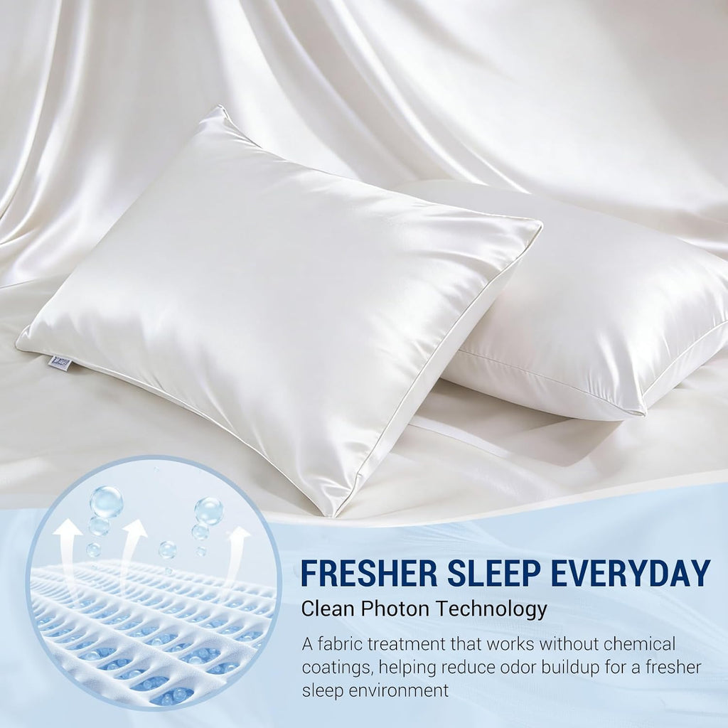 Luxear Cooling Pillow Cases for Hot Sleepers, Double-Sided Upgraded Arc-Chill Q-Max > 0.5 Cooling Satin Pillowcase, Silky Soft, Hair & Skin…
