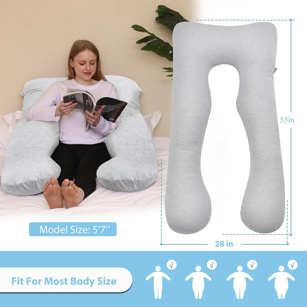 Chilling Home Pregnancy Pillow, 55in Pregnancy Pillows for Sleeping, U Shape Body Pillows for Adults, Maternity Pillow for Pregnant…