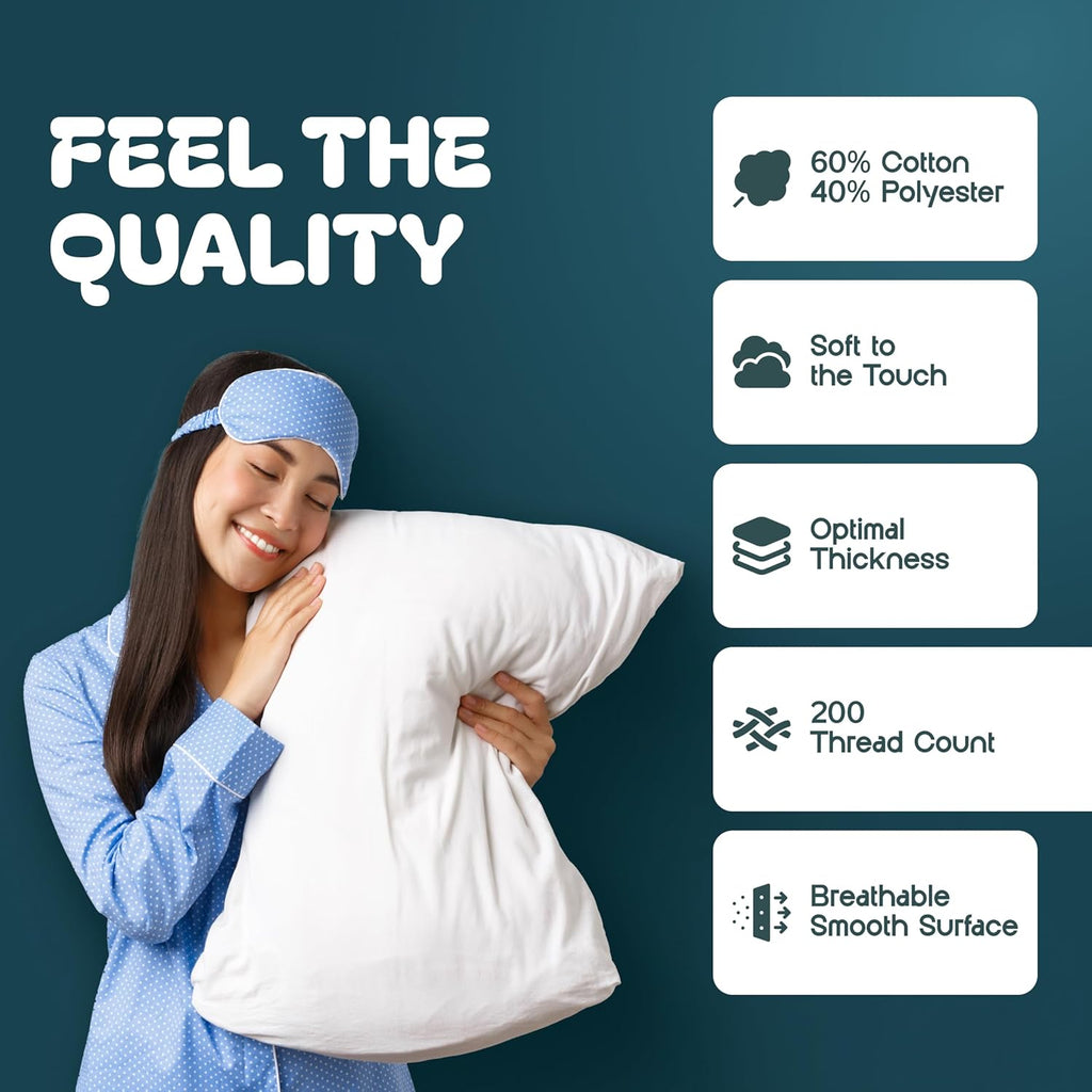 WhiteClassic White Classic Zippered Style Pillow Case Cover - Luxury Collection 200 Thread Count, Soft Quiet Zippered Pillow Protectors, St…