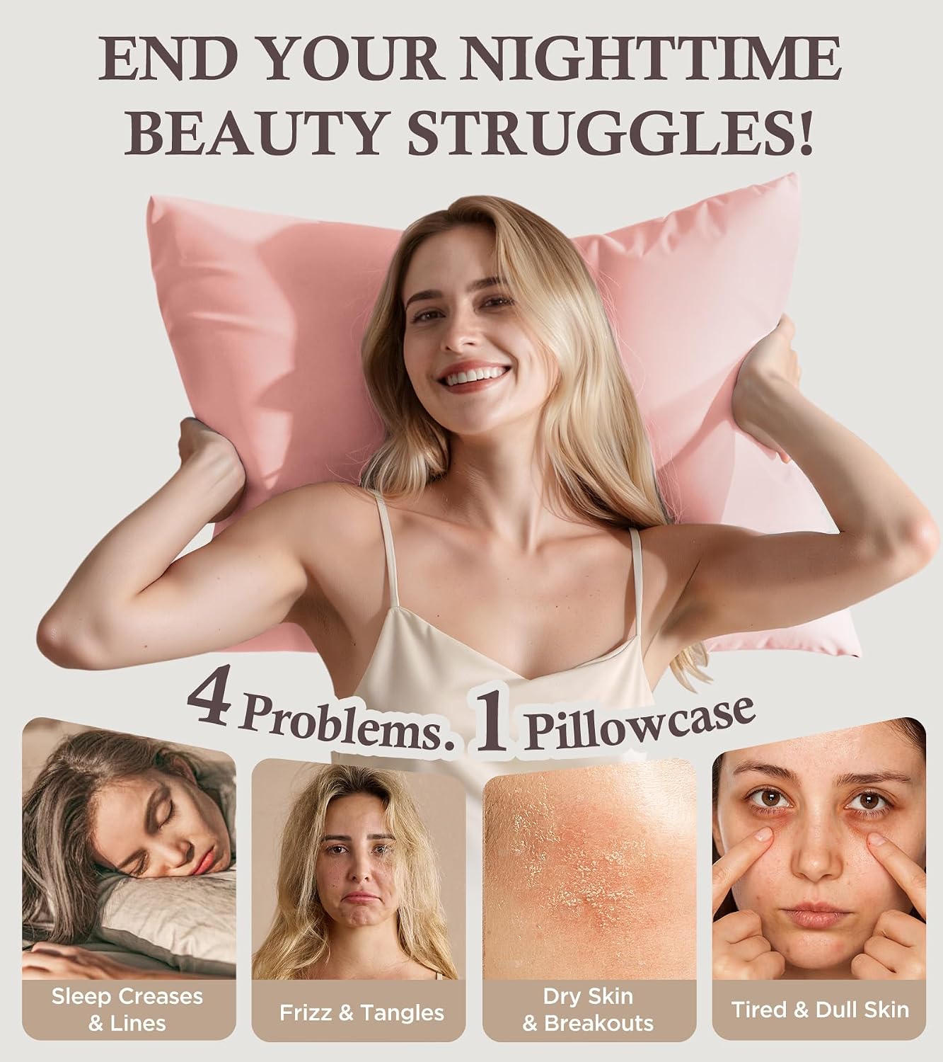 Rifens Instant Chill Cooling Pillowcase for Hot Sleepers, 2% HA Infused Pillowcase Hydrates Skin & Hair, Reduces Wrinkles & Frizz, Softer T…