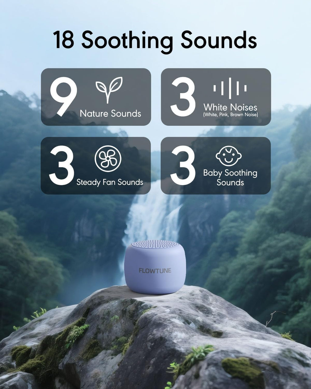 FLOWTUNE Sound Machine Flowtune White Noise Machine for Baby Adults, Mini Portable Sound Machine for Travel, 6H Timer, 18 Soothing Sleep…