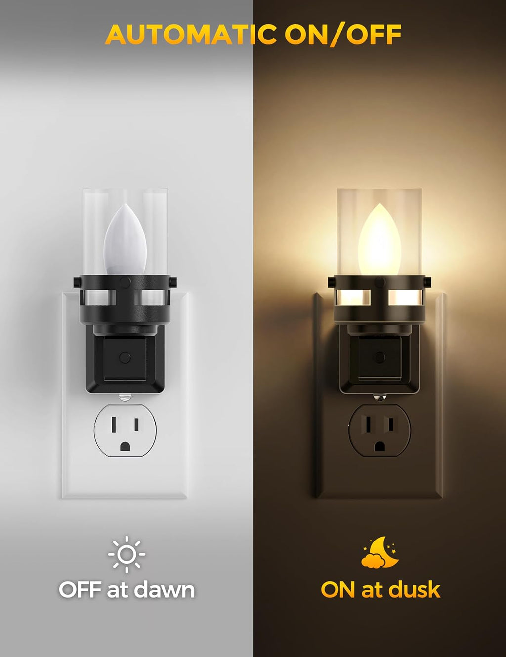 Briignite Candle Night Light Plug in [2 Pack], Vintage Night Lights Plug into Wall, LED Night Light with Dusk to Dawn Light Sensor, 3000K…
