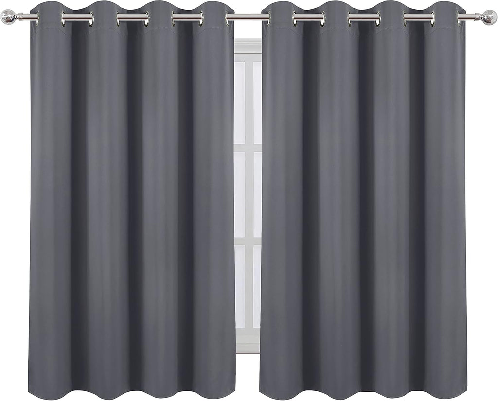 Lemomo Grey Blackout Curtains/52 x 45 Inch/Set of 2 Panels Room Darkening Short Curtains 45 Inch Grey
